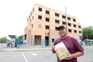 Marco Guzman of New Frontiers Aboriginal Residential Corporation anticipates a January opening for Amik II, a new First Nations affordable housing building near Danforth and Victoria Park Avenues. PHOTO: Andrew Hudson
