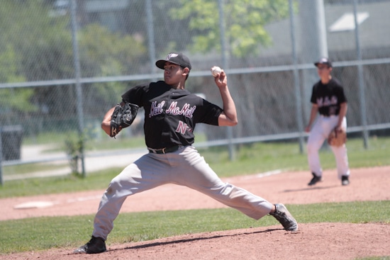 Oliver Rivera pitches against the Princes Edward Panthers at an OFSAA game in Etobicoke. PHOTO: Andrew Hudson