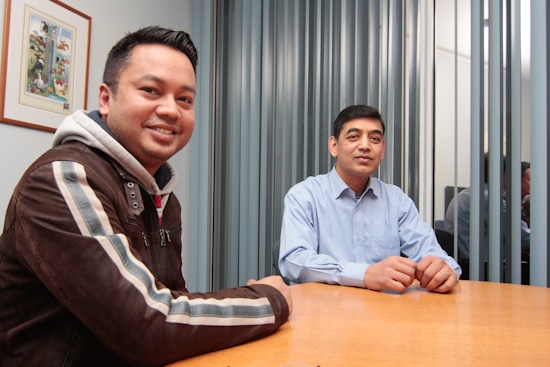 Rizuan Raham, left, and Azim Dewan are the secretary and president of a recently formed non-profit that is planning to build an International Mother Language Day monument in Taylor Creek Park. Several artists submitted early concept ideas for the group’s Jan. 24 deadline, and a jury will select a shortlist of designs to be presented at a public meeting later this year. PHOTO: Andrew Hudson