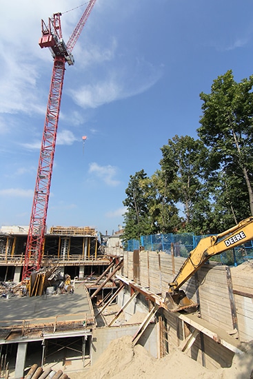 Concrete forming work at the site of the future Carmelina condos at Danforth and Woodbine Avenue is scheduled to finish by the end of the year, with occupancy sometime in spring of 2014.