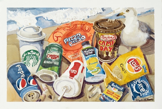Woodbine Beach Litter, a painting by Beach artist Elizabeth Berry